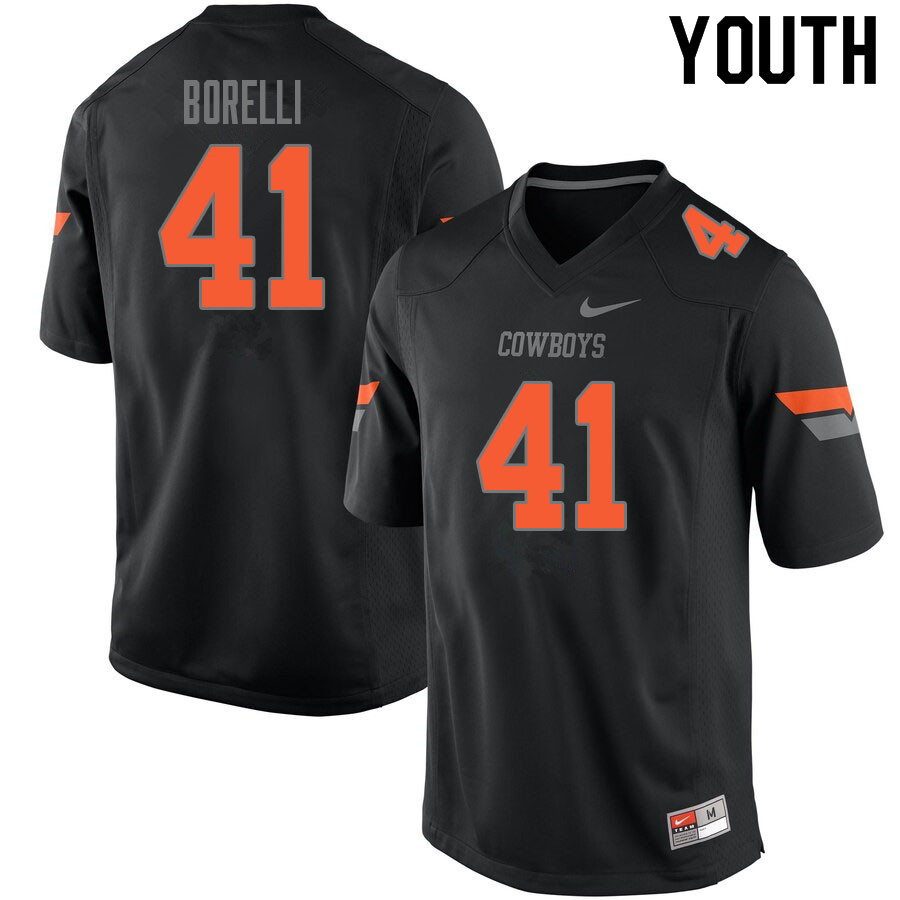 Youth #41 Constantino Borelli Oklahoma State Cowboys College Football Jerseys Sale-Black